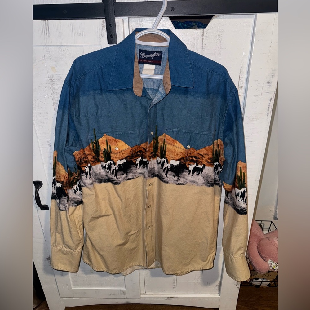 Vintage Wrangler western pearl snap